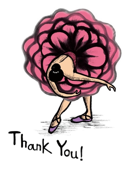 Thanks Ballet Thank You Card 23983 created by Happy Nut Creations