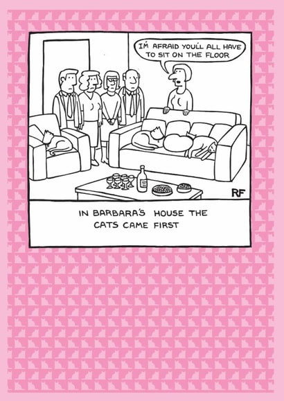 cat party Humour Card 1804 created by On The Prowl Cat Cartoons