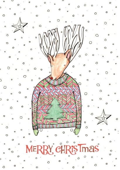 reindeer xmas Christmas Card 24633 created by Vee Hartley