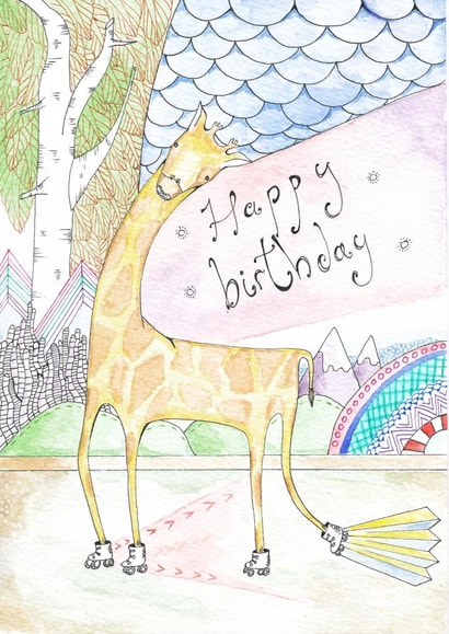 giraffe skates Card 24637 created by Vee Hartley