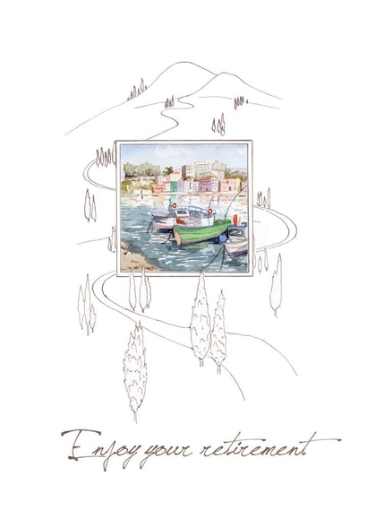 watercolour leaving Retirement Card 24126 created by Sun Pennies 