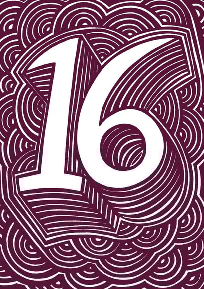 16 sixteen Birthday Card 1657 created by Alan Rogerson