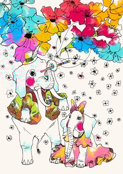 elephant elephants Card 24687 created by Onimaooni