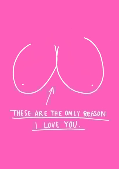 Rude Valentines Day Card - Boobs - These Are The Only Reason I Love You created by Charly Clements