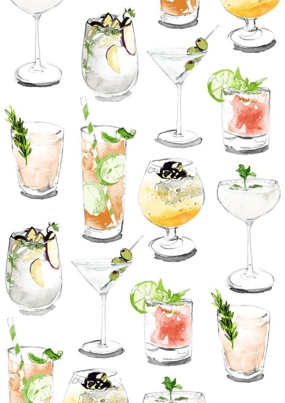 Cocktails Drinks Birthday Card 1148 created by Katie Tomlinson