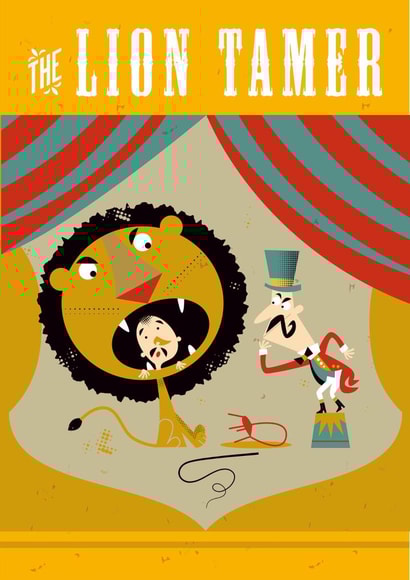 circus lion Humour Card 2449 created by John Haslam