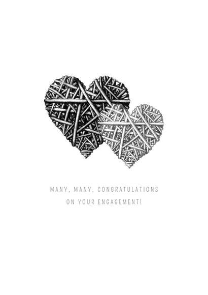 Monochrome, wicker love hearts - engagement created by Catherine Flynn