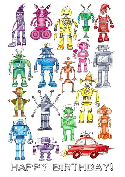#robots #happybirthday Birthday Card 2452 created by Beccy Blake