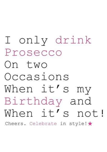 prosecco female Birthday Card 2763 created by Always Sparkle