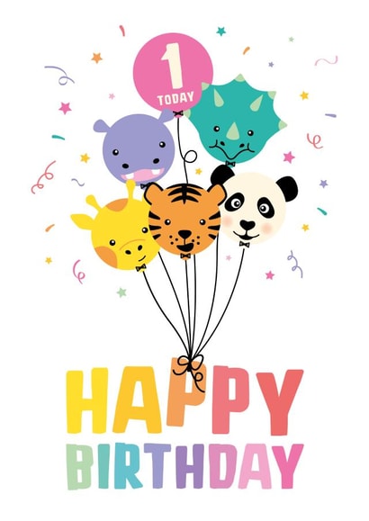 Balloonimals 1st Birthday Card created by Macie Dot Doodles