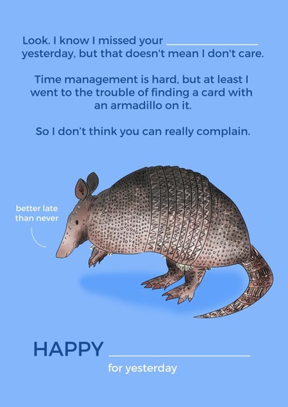 birthday armadillo Birthday Card 26704 created by Drawberry Jam