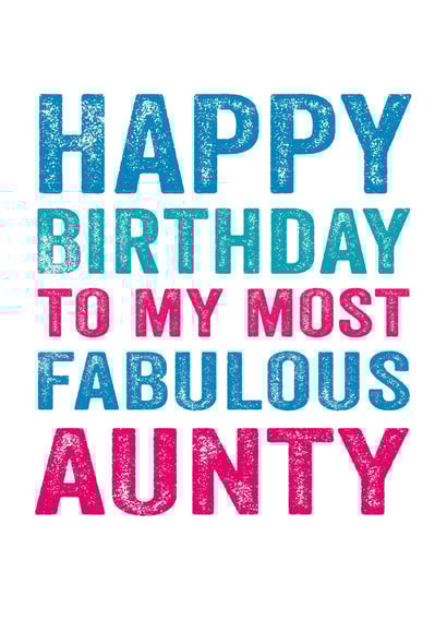 Simple Birthday Card - Aunt - Aunty - Fabulous - Typography created by Do You Punctuate?