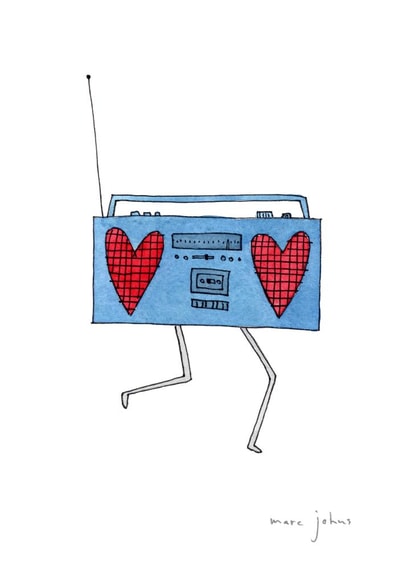 boombox hearts Love & Friendship Card 3265 created by Marc Johns