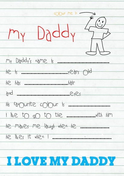 Fill in the blanks for Daddy card created by Ilka Dickens