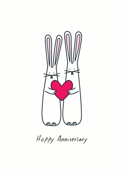Cute Bunny Anniversary Card - Bunnies - Hoppy - Hoppy Anniversary created by Hoppy Bunnies