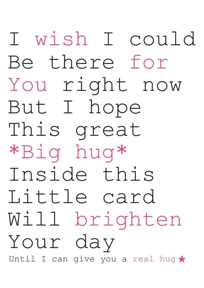 Great big hug inside a little card created by Always Sparkle