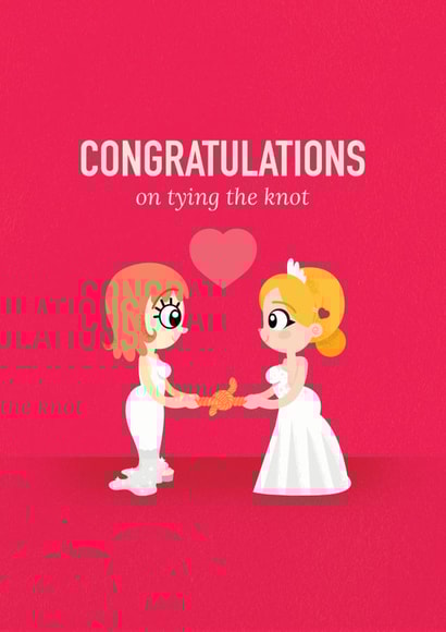 Cute Cartoon Lesbian couple - Congrats on tying the knot created by Michelle Hird
