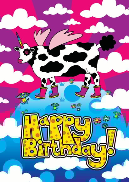 cow animal Birthday Card 5016 created by Manic Minotaur