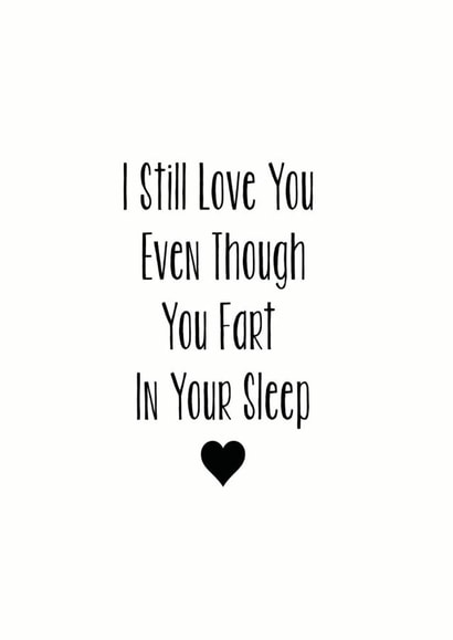 Funny Fart Typography Anniversary Card / Valentines Day Card - Fart - I Still Love You - Fart In Your Sleep created by The Monochrome Bow