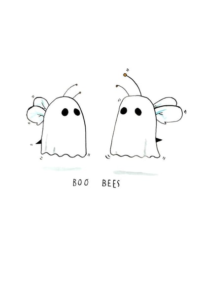 Funny Anniversary Card - Ghost Pun - Boo Bees created by Jelly Armchair