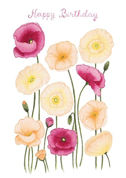 Classic Birthday Card - For Her - Poppies created by Louise Jewell