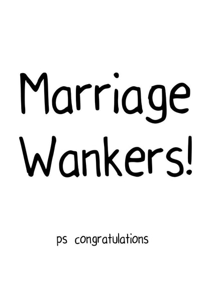 Rude Typography Anniversary Card / Wedding Card - Marriage Wankers created by Offhand Cards