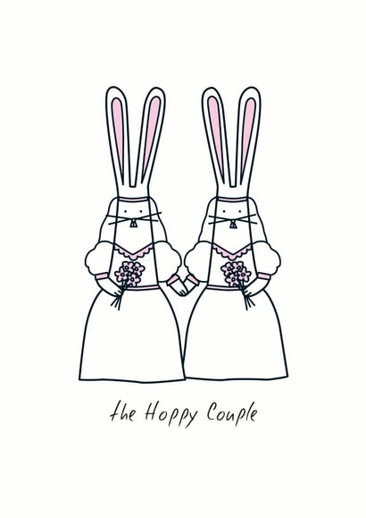 The Hoppy Couple - Lesbian wedding card created by Hoppy Bunnies