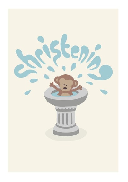 christening monkey Christening Card 5408 created by Roisin Cafferty