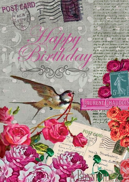 Bird Rose Birthday Card 5740 created by Simon Paulson