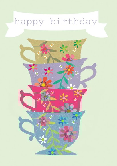 birthday card - teacup - birthday - pretty and traditional created by Kali Stileman