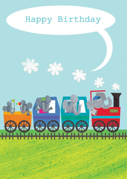 birthday card, happy birthday, train, cute and funny created by Kali Stileman