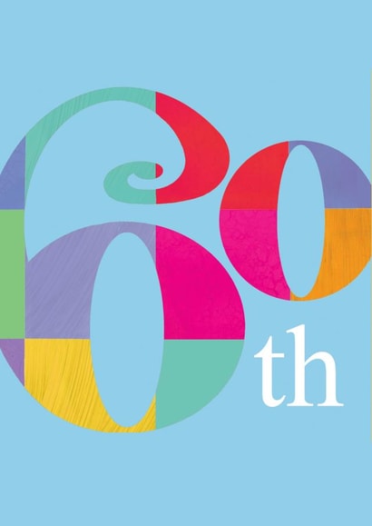 60th birthday card, 60th, milestone, cool and colourful created by Kali Stileman