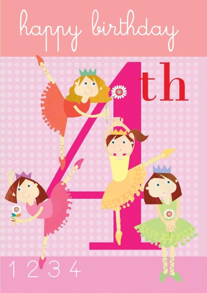4th birthday card, birthdya, ballerina, pretty and traditional created by Kali Stileman