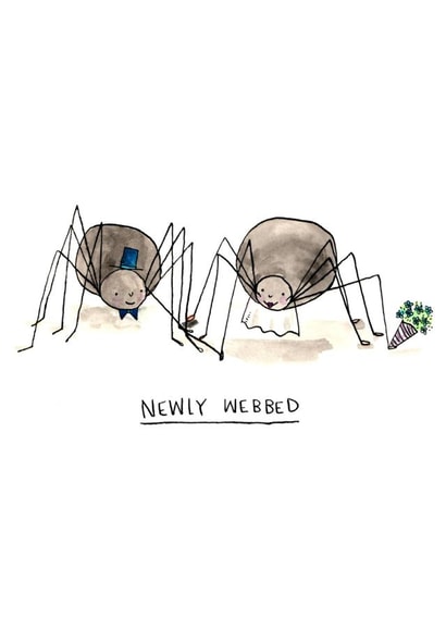 Newly Webbed- Spider Pun wedding card created by Jelly Armchair