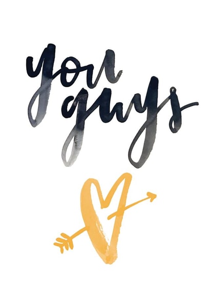 Cute Typography Anniversary Card / Wedding Card - Couple - You Guys created by Bee Davies