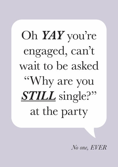 Yay, you're engaged! Lilac design. Single. Funny engagement card. created by Cookie Design