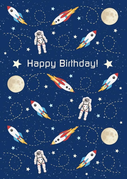 Rockets in space Birthday card created by Hazel Fisher Creations
