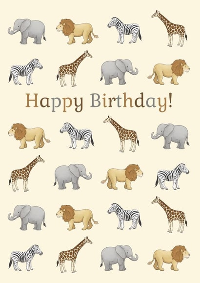 Cute Birthday Card - Animals - Safari created by Hazel Fisher Creations