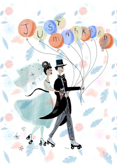 Just married balloon design created by Susse Linton
