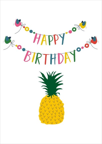 Classic Birthday Card - Pineapple - Birds created by Claire Giles