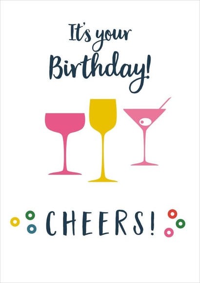 Classic Birthday Card - Cheers - Glasses created by Claire Giles