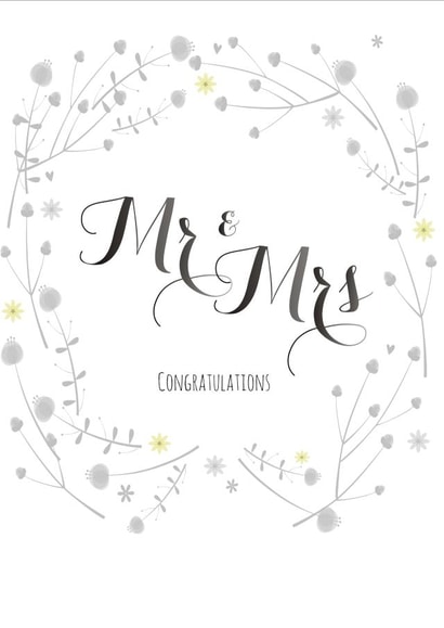 Monochrome Mr & Mrs wedding day card created by Claire Giles