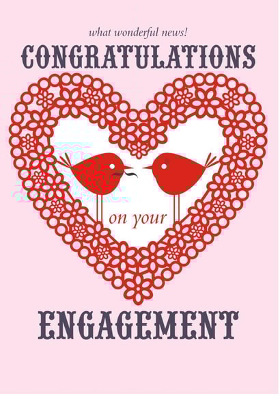 Red birds - congratulations on your engagement created by Claire Giles