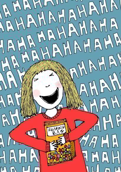 Funny Birthday Card - Sharing Bag - Hilarious created by Corrina Rothwell