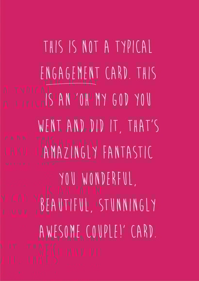 Pink 'oh my god' Engagement card created by Coulson Macleod