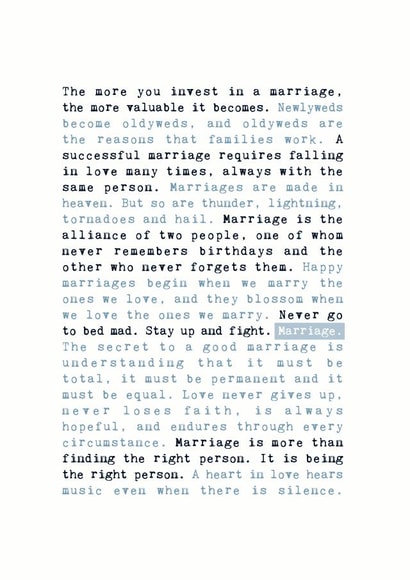Marriage advise - wedding card created by Coulson Macleod