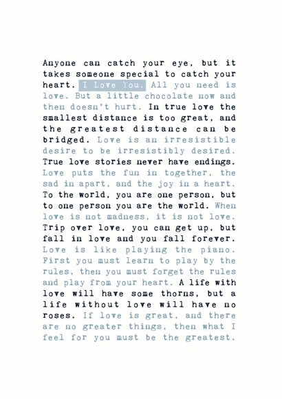 Heartfelt Typography Anniversary Card / Valentine's Day Card - Poem - Anyone Can Catch Your Eye But It Takes Someone Special To Catch Your Heart created by Coulson Macleod