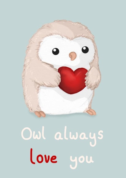 owl chick Valentines Day Card 1756 created by Katie Corrigan