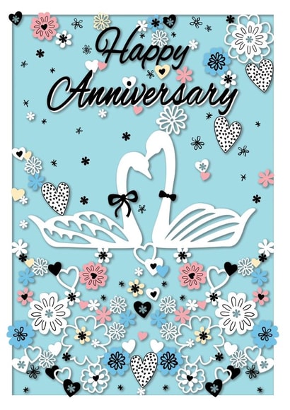 Cute Crafty Anniversary Card - Swans - Happy Anniversary created by michael cheung