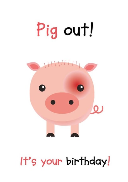 pig animal Birthday Card 5493 created by Made by Man